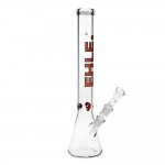 EHLE. Glass Meyer Beaker Base Ice Bong with Red Logo