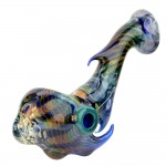 Sherlock Hand Pipe Fumed Spikes on Cobalt Glass with Color Carb