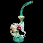 Glass Sherlock Bubbler - Silver and Gold Fume - Colored Glass and Magnifiers