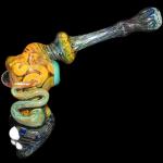 Glass Sidecar Bubbler - Silver and Gold Fume - Colored Glass and Magnifiers