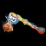 Glass Sidecar Handpipe - Inside Out - Color Rods and Ribbon Cane