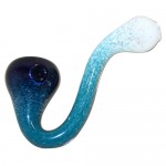 Glass Sherlock Pipe - Color Frit Fade with Clear Marbles - Blue or Rasta