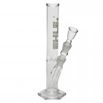 EHLE. Glass - Straight Cylinder Bong 250ml - Ice Notches - White logo