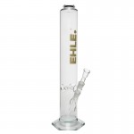 EHLE. Glass - Straight Cylinder Bong 2000ml - 18.8mm - Ice Notches - Green Logo