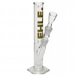 EHLE. Glass - Straight Cylinder Bong 100ml - Ice Notches - Green logo