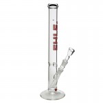 EHLE. Glass - 5mm Thick - Straight Cylinder Bong 450ml - Ice Notches - Red logo
