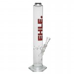 EHLE. Glass - Straight Cylinder Bong 2000ml -18.8mm - Ice Notches - Red logo