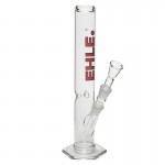 EHLE. Glass - Straight Cylinder Bong 500ml - Ice Notches - Red logo