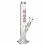 EHLE. Glass - Straight Cylinder Bong 1000ml - 29.2mm - Ice Notches - White logo