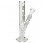 EHLE. Glass - Straight Cylinder Bong 100ml - Ice Notches - White logo