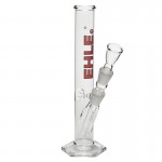 EHLE. Glass - Straight Cylinder Bong 250ml - Ice Notches - Red logo