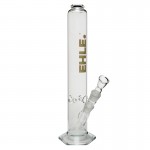 EHLE. Glass - Straight Cylinder Bong 2000ml - 29.2mm - Ice Notches - Green logo