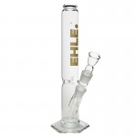 EHLE. Glass - Straight Cylinder Bong 1000ml - 29.2mm - Ice Notches - Green logo