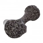 Zara - Sandblasted and Stamped Glass Spoon Pipe - Black and White Frit