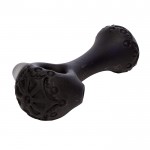 Zara - Sandblasted and Stamped Glass Spoon Pipe - Black