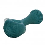 Zara - Sandblasted and Stamped Glass Spoon Pipe - Teal