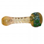 Glass Spoon Pipe - Fumed Twist w/ Color Bowl & Color Marbles - Choice of 4 colors