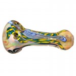 Glass Spoon Pipe - Heavy Inside Out Fume w/ Twisted Ribbon Cane - Choice of 3 colors