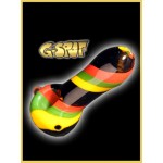 G-Spot Glass Handpipe - Black with Rasta Stripes