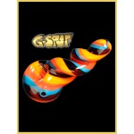 G-Spot Glass Handpipe - Black, Blue, Orange and Yellow Stripes