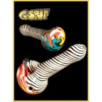 G-Spot Glass Handpipe - Black and White Stripes with Hurricane Bowl