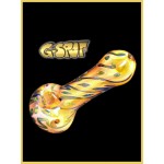 G-Spot Glass Handpipe - Gold with Blue and Green Details