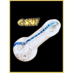 G-Spot Glass Handpipe - White Frit with Blue Stripe