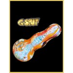 G-Spot Glass Handpipe - Colorful Twisted Ribbon Cane - Light Blue and Orange