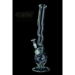 G-Spot Glass - Wave Bong - Flame Polished Logo - 50cm - Ice - Solid Tank Joint - No carb