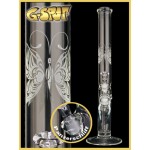 G-Spot Glass - Butterfly Straight Cylinder Bong - 50cm - Ice Notches - Carb Hole