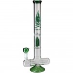 Flaming Skull - Stemless Inline - 4-arm Tree Perc Ice Bong - Green