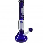 Flaming Skull - Beaker Base 10-arm Tree Percolator Ice Bong - Blue