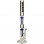 Blaze Glass - Tower Bong - Stemless - Two 8-arm Tree Percolators - 7.0mm - Blue