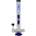 Flaming Skull - Stemless Inline - Double 4-arm Tree Perc Ice Bong - Blue