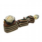 Hybrid Pipe H3 - Wood Pipe with Decorated Glass Bowl and Mouthpiece