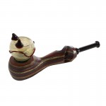 Hybrid Pipe H2 - Wood Pipe with Decorated Glass Bowl