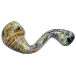 Glass Sherlock Handpipe - Gold and Silver Fume - Marbled - Choice of 3 colors