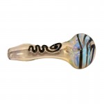 Glass Spoon Pipe - Fumed with Color Artwork - Choice of 3 colors