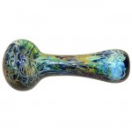 Glass Spoon Pipe - Gold and Silver Fume - Marbled - Choice of 3 Colors