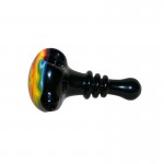 Glass Spoon Pipe - Black Glass with Color Reversals - Choice of 5 colors