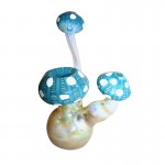 Glass Bubbler Pipe - Fumed 3-Part Mushroom with Color Caps - Choice of 4 colors