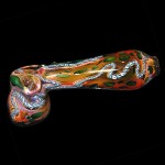 Glass Hammer Handpipe - Inside Out with Color Cane and Electric Green Dots