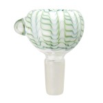 Glass-on-Glass Slide Bowl - White Glass With Green Wrap