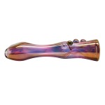 Glass Taster Pipe - Heavy Gold Fume with Marbles