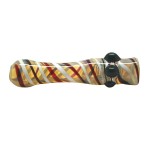 Glass Taster Pipe - Fumed with Color Stripes and Marbles