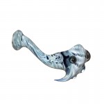 Glass Sherlock Handpipe - White on Cobalt Glass with Appendage