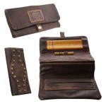 Original Kavatza Roll Pouch - Wild Thing - Brown Leather With Studded Belt - Large