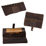 Original Kavatza Roll Pouch - Wild Thing - Brown Leather With Studded Belt - Small