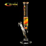 Crystal Straight Cylinder 5mm Glass Bong With Rasta Grip