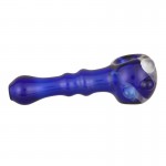 Glass Spoon Pipe - Fumed Swirls on Colored Glass - Cobalt or Sandblasted Amethyst